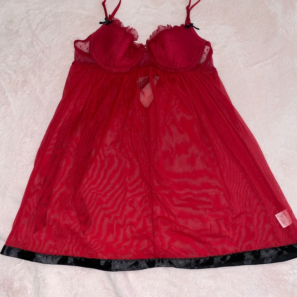 Tart Red and Black Lace Chemise